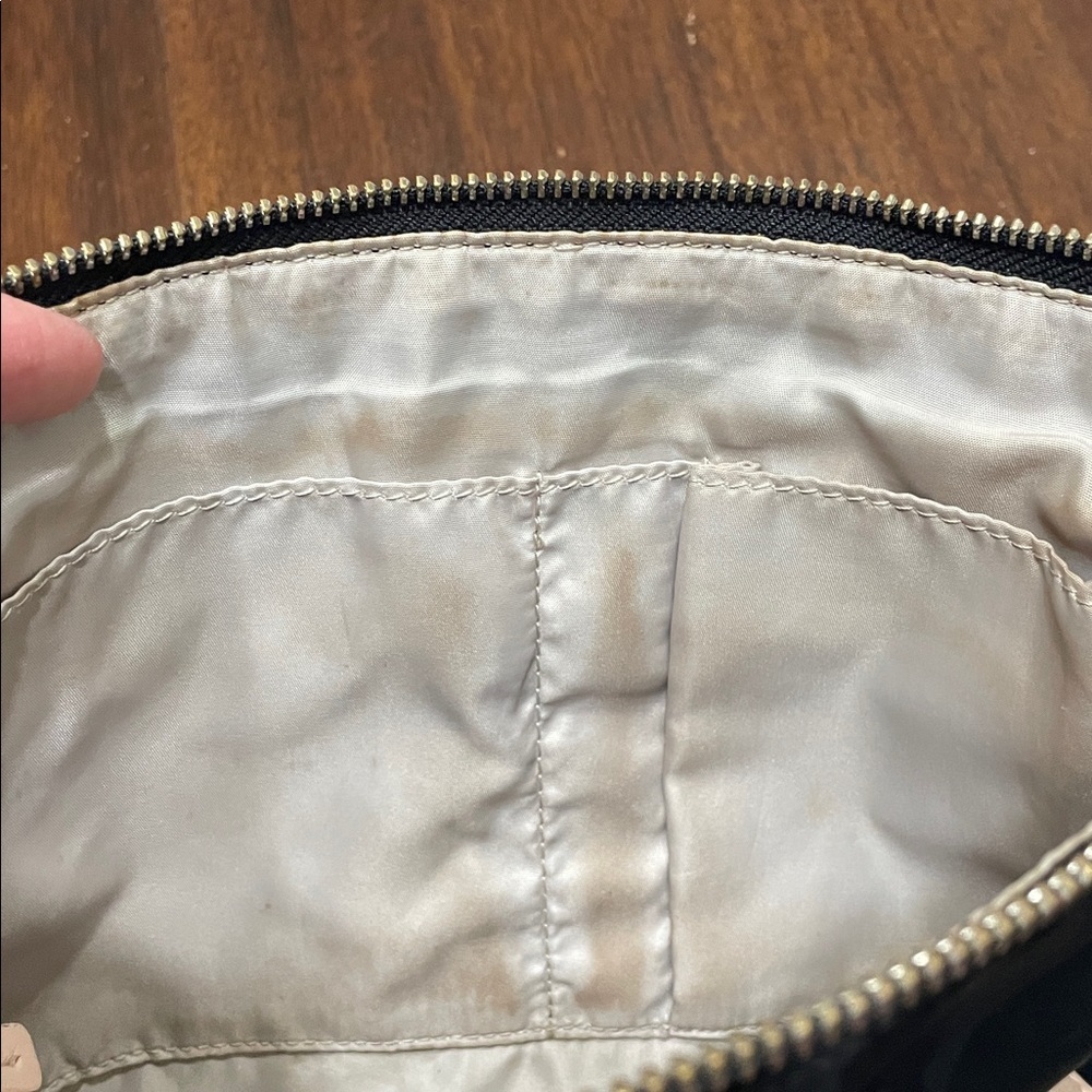 Coach Signiture Black and Tan Crossbody Bag with Red Accent - Picture 8 of 11